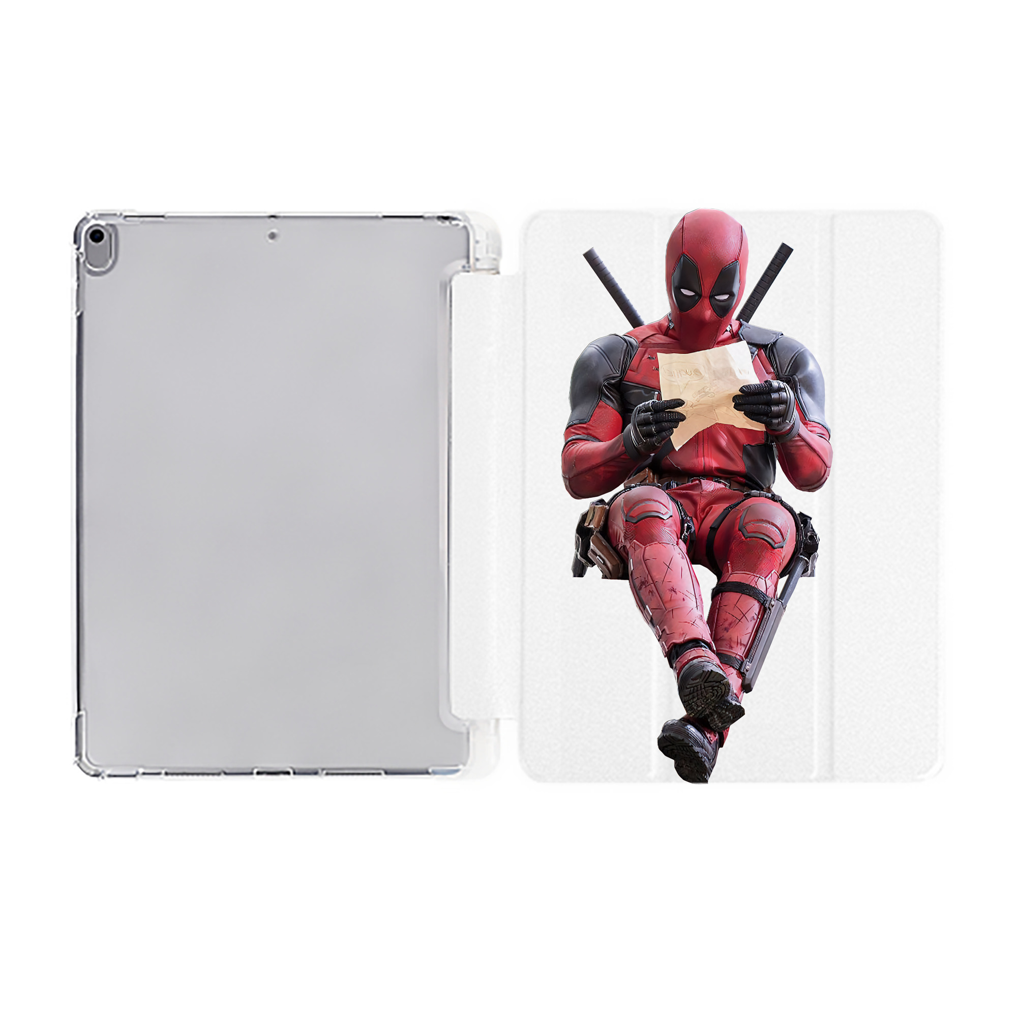 （画像用） Deadpool デッドプール IPad ケース ペン収納付き 三つ折りスタンド PUレザー×シリコン 対応機種9.5/10.5/10.9インチ
